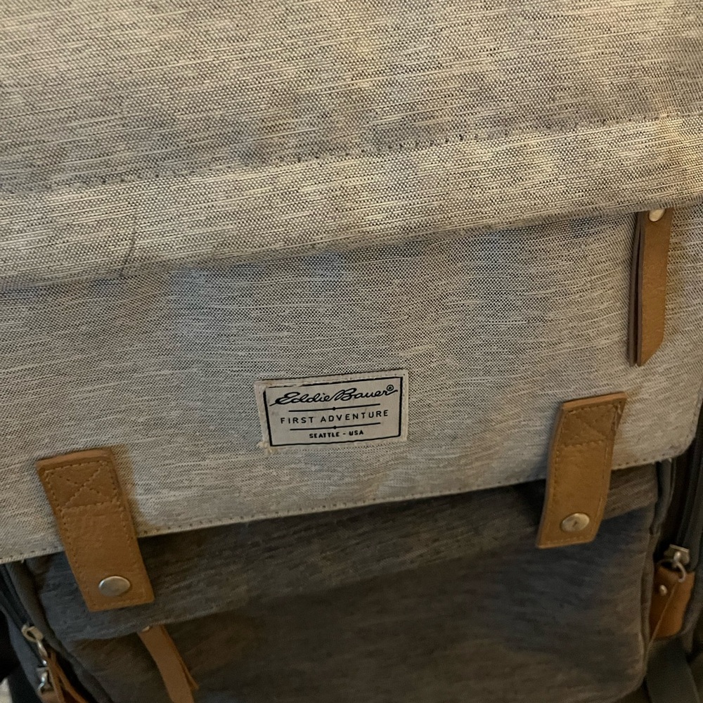Eddie Bauer Gray Canvas diaper backpack